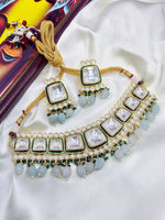 Bollywood CZ Necklace & Earrings Set for Weddings & Engagementments Elegant Sparkling Jewelry - Libasaa.com
