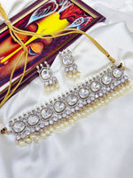 Elegant AD Necklace Earrings Set Silver Finish Perfect Bridal Jewelry for Weddings Formal Events - Libasaa.com