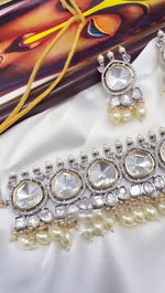 Elegant AD Necklace Earrings Set Silver Finish Perfect Bridal Jewelry for Weddings Formal Events - Libasaa.com