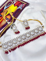 Elegant AD Necklace Earrings Set Silver Finish Perfect Bridal Jewelry for Weddings Formal Events - Libasaa.com