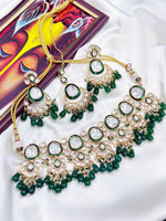 Elegant AD Necklace Set for Engagement Weddings with Silver Finish Bridal Jewelry - Libasaa.com