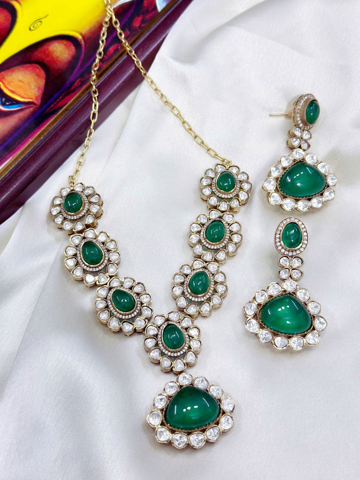 Stunning American Diamond Necklace Set with Silver Finish Ideal for Bridal Engagement and Weddings - Libasaa.com