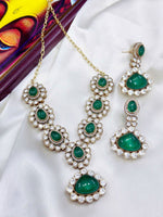 Stunning American Diamond Necklace Set with Silver Finish Ideal for Bridal Engagement and Weddings - Libasaa.com