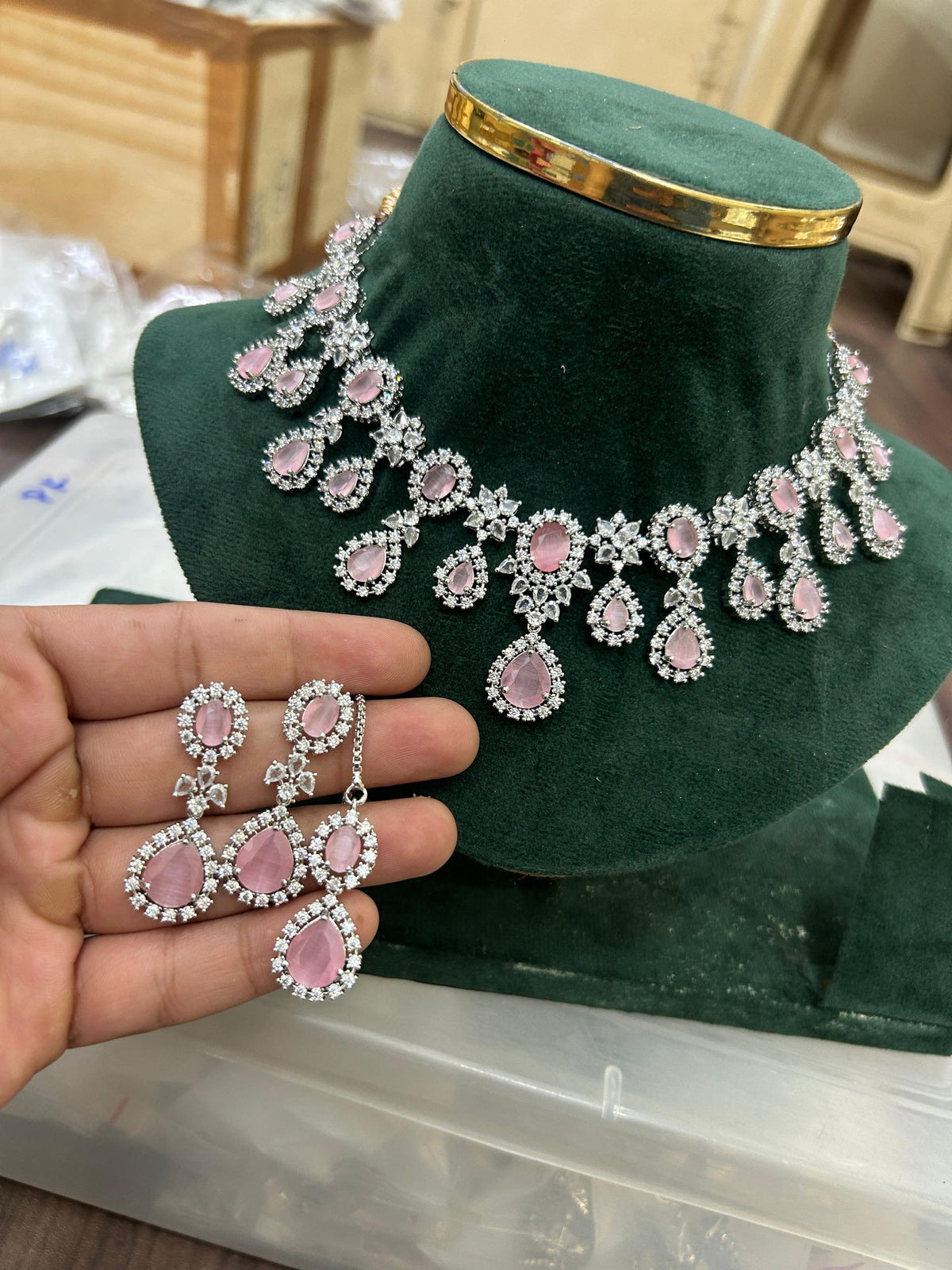 Bollywood Necklace Earrings Set With Maangtika Trendy and Fabulous for Adding Glamour to Any Outfit - Libasaa.com