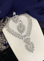 Teardrop Leafy Shapes And Pear Stone Necklace Earrings for Luxurious Appearance in Weddings and Special Occations - Libasaa.com