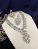 Teardrop Leafy Shapes And Pear Stone Necklace Earrings for Luxurious Appearance in Weddings and Special Occations - Libasaa.com