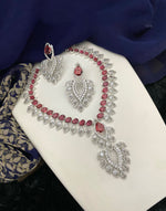 Teardrop Leafy Shapes And Pear Stone Necklace Earrings for Luxurious Appearance in Weddings and Special Occations - Libasaa.com