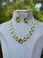 Pearl American Diamond Necklace Earrings With Dashing shining color for Special occasions - Libasaa.com