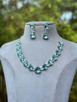 Pearl American Diamond Necklace Earrings With Dashing shining color for Special occasions - Libasaa.com