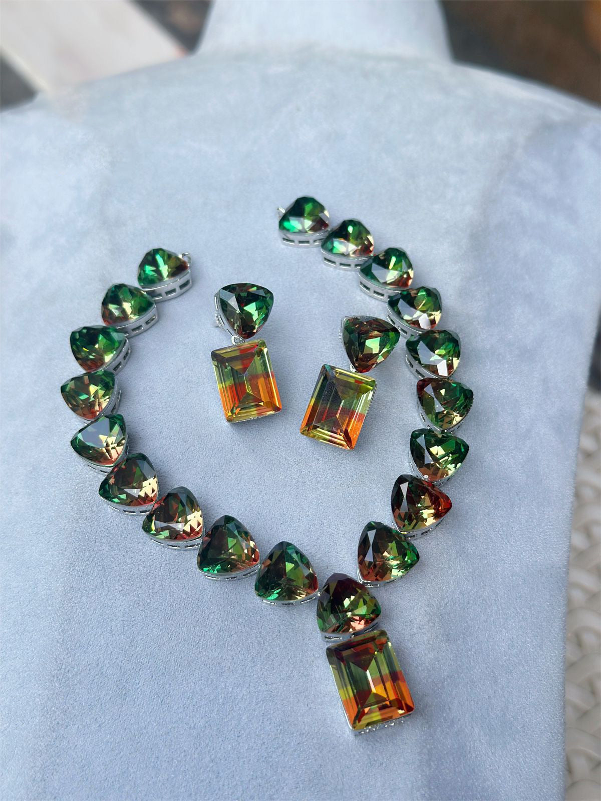 Unique Handmade AD Necklace Set Crafted Just for You with Artistic Precision American Diamond Jewelry for women - Libasaa.com