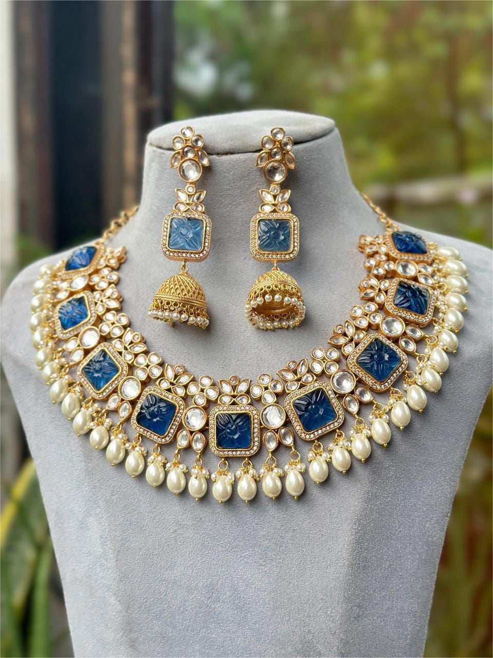 Indian Wedding AD Necklace Earrings Perfect for Your Ceremony with Classic Elegance For Bridal - Libasaa.com