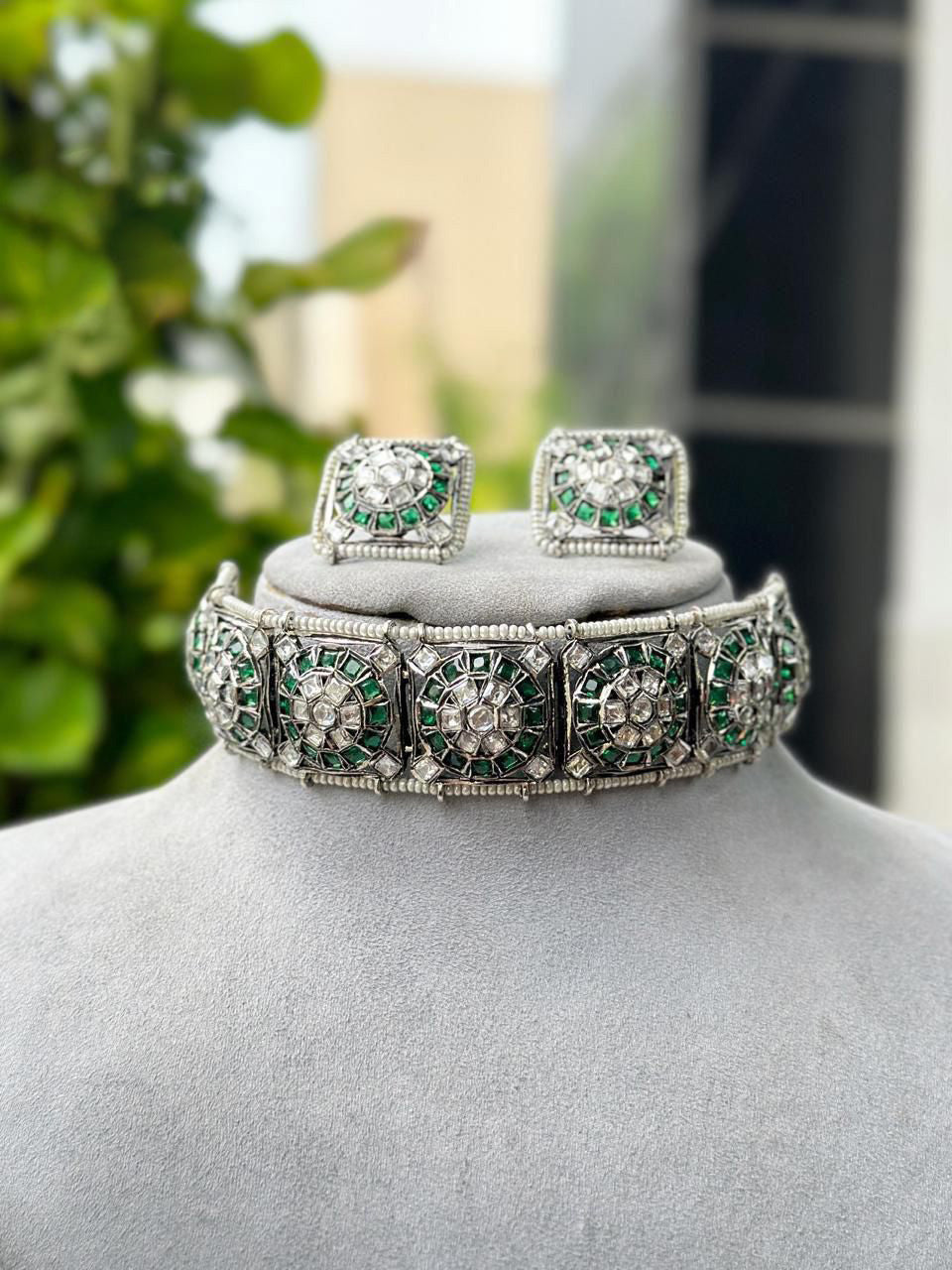 Pakistani Inspired Necklace Earrings Set Stunning and Stylish for a Beautiful Bridal Look - Libasaa.com