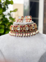 Bollywood Inspired Ameciran Diamond Necklace Earrings Unique Pieces for Special Moments and Celebrations - Libasaa.com