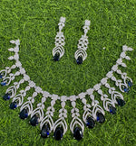 Elegant Handmade AD Necklace Earrings Crafted Just for Bridal with Artistic Precision And Perfct American Diamond CZ Necklace - Libasaa.com