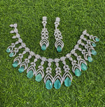 Elegant Handmade AD Necklace Earrings Crafted Just for Bridal with Artistic Precision And Perfct American Diamond CZ Necklace - Libasaa.com