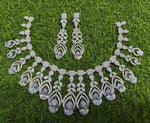 Elegant Handmade AD Necklace Earrings Crafted Just for Bridal with Artistic Precision And Perfct American Diamond CZ Necklace - Libasaa.com