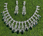 Elegant Handmade AD Necklace Earrings Crafted Just for Bridal with Artistic Precision And Perfct American Diamond CZ Necklace - Libasaa.com