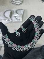 Crafted Bridal AD Necklace Earrings with American Diamond CZ for Elegant Wedding Glamour And Perfection - Libasaa.com