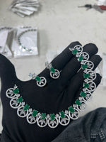 Crafted Bridal AD Necklace Earrings with American Diamond CZ for Elegant Wedding Glamour And Perfection - Libasaa.com