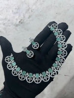 Crafted Bridal AD Necklace Earrings with American Diamond CZ for Elegant Wedding Glamour And Perfection - Libasaa.com