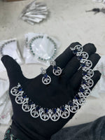 Exquisite Indian AD Necklace Earrings Handmade with Perfect American Diamond CZ Craftsmanship - Libasaa.com