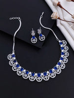 Exquisite Indian AD Necklace Earrings Handmade with Perfect American Diamond CZ Craftsmanship - Libasaa.com