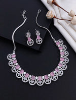 Exquisite Indian AD Necklace Earrings Handmade with Perfect American Diamond CZ Craftsmanship - Libasaa.com