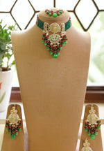 Maangtika Necklace Set with Pearl Drops And Gemstone Studded Earrings Perfect For Bridal Ethnic Jewelry Collections - Libasaa.com