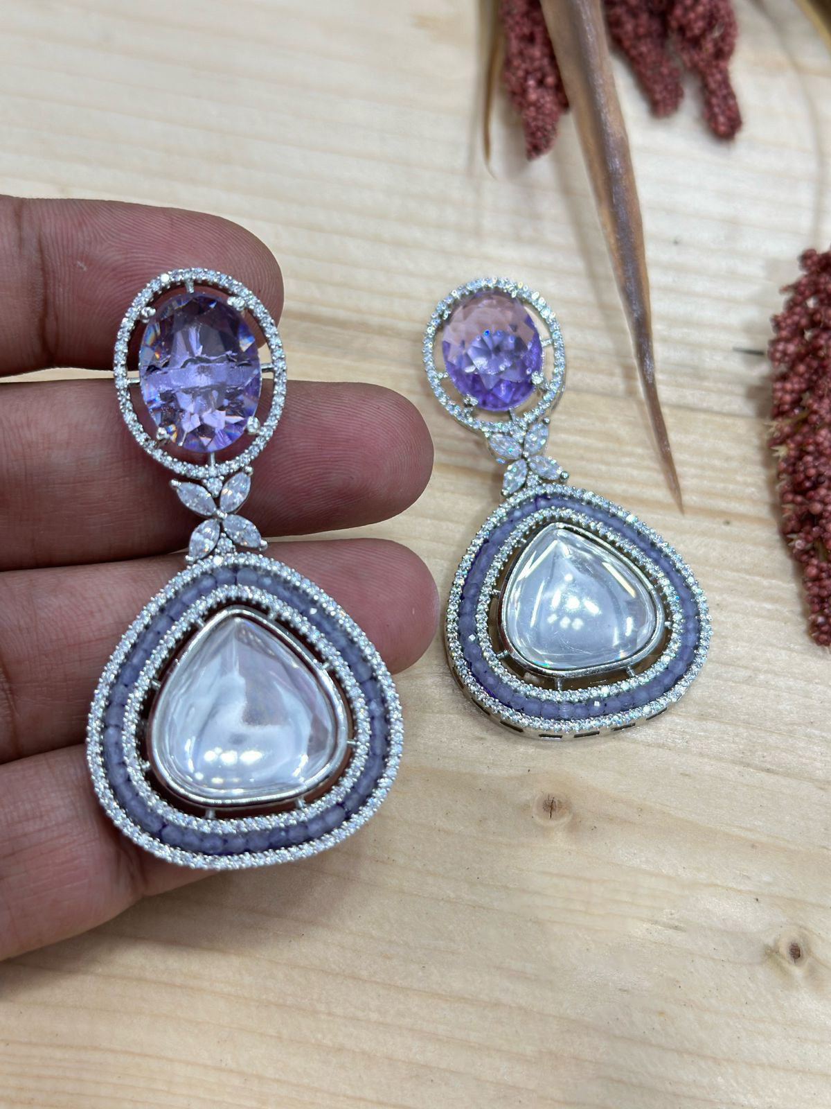 Ovan And Heart Shape earrings perfect for parties and weddings featuring a handcrafted design with bold ethnic appeal - Libasaa.com