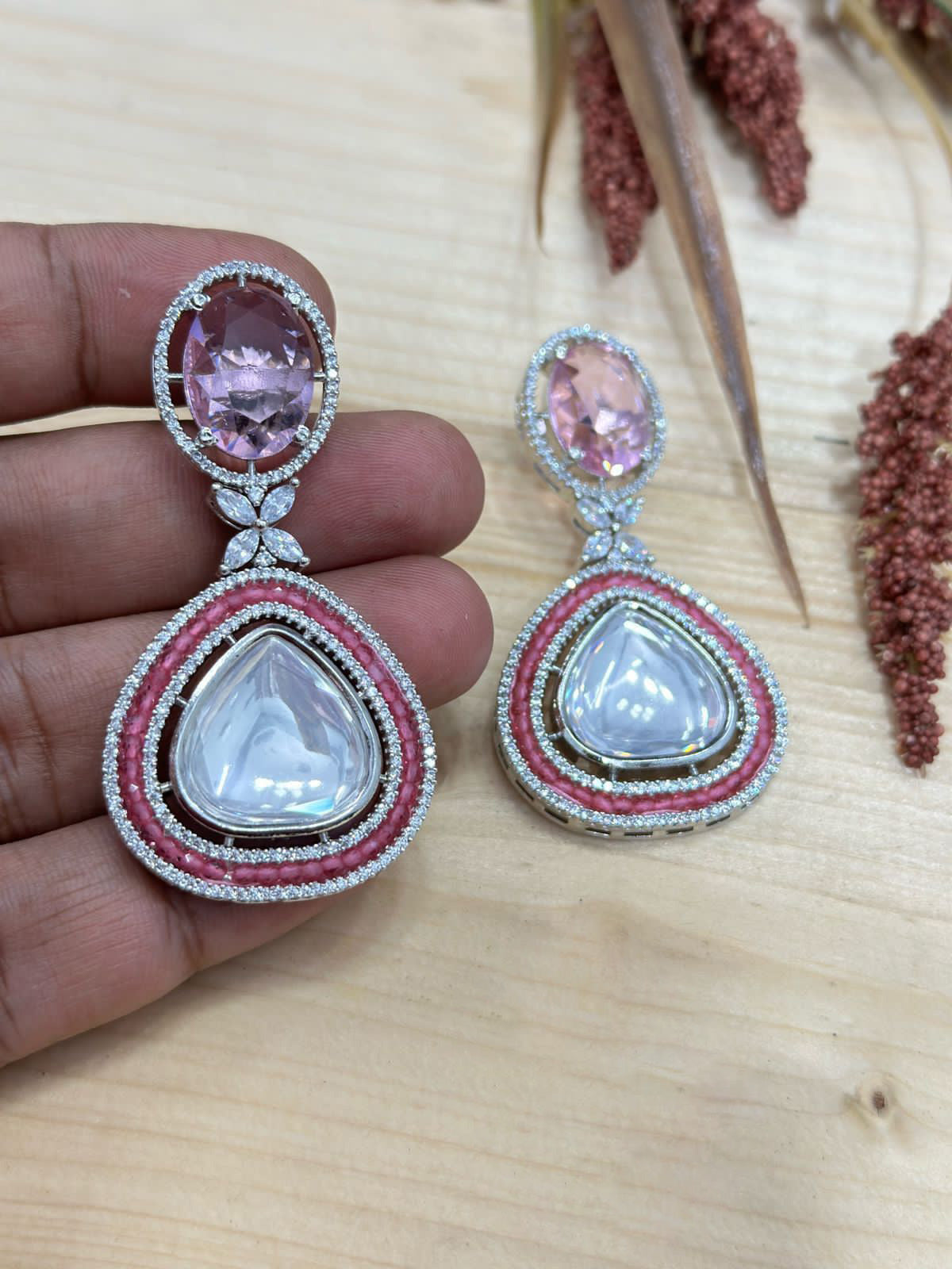 Ovan And Heart Shape earrings perfect for parties and weddings featuring a handcrafted design with bold ethnic appeal - Libasaa.com