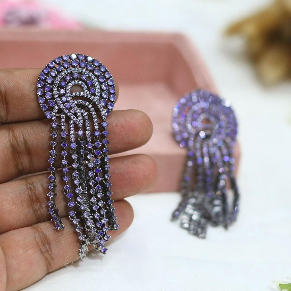 Statement AD Indian earrings for brides featuring traditional Bollywood design perfect for festive and formal occasions - Libasaa.com