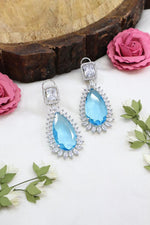 American Diamond Pear Shaped Topaz Earrings With Pakistani Handcrafted Premuim Natural Gemstone For Girls - Libasaa.com