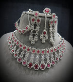 AD Choker Necklace Earrings Bracelet Ring for Special Occasions With Creates Coordinated look For Bridal - Libasaa.com