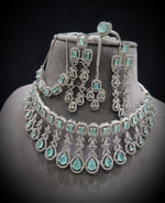 AD Choker Necklace Earrings Bracelet Ring for Special Occasions With Creates Coordinated look For Bridal - Libasaa.com