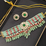 Elegant Kundan Necklace for Bridal Wear with Intricate Detailing and Design Perfect for Traditional Indian Weddings - Libasaa.com
