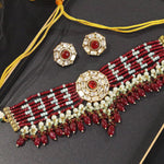 Elegant Kundan Necklace for Bridal Wear with Intricate Detailing and Design Perfect for Traditional Indian Weddings - Libasaa.com