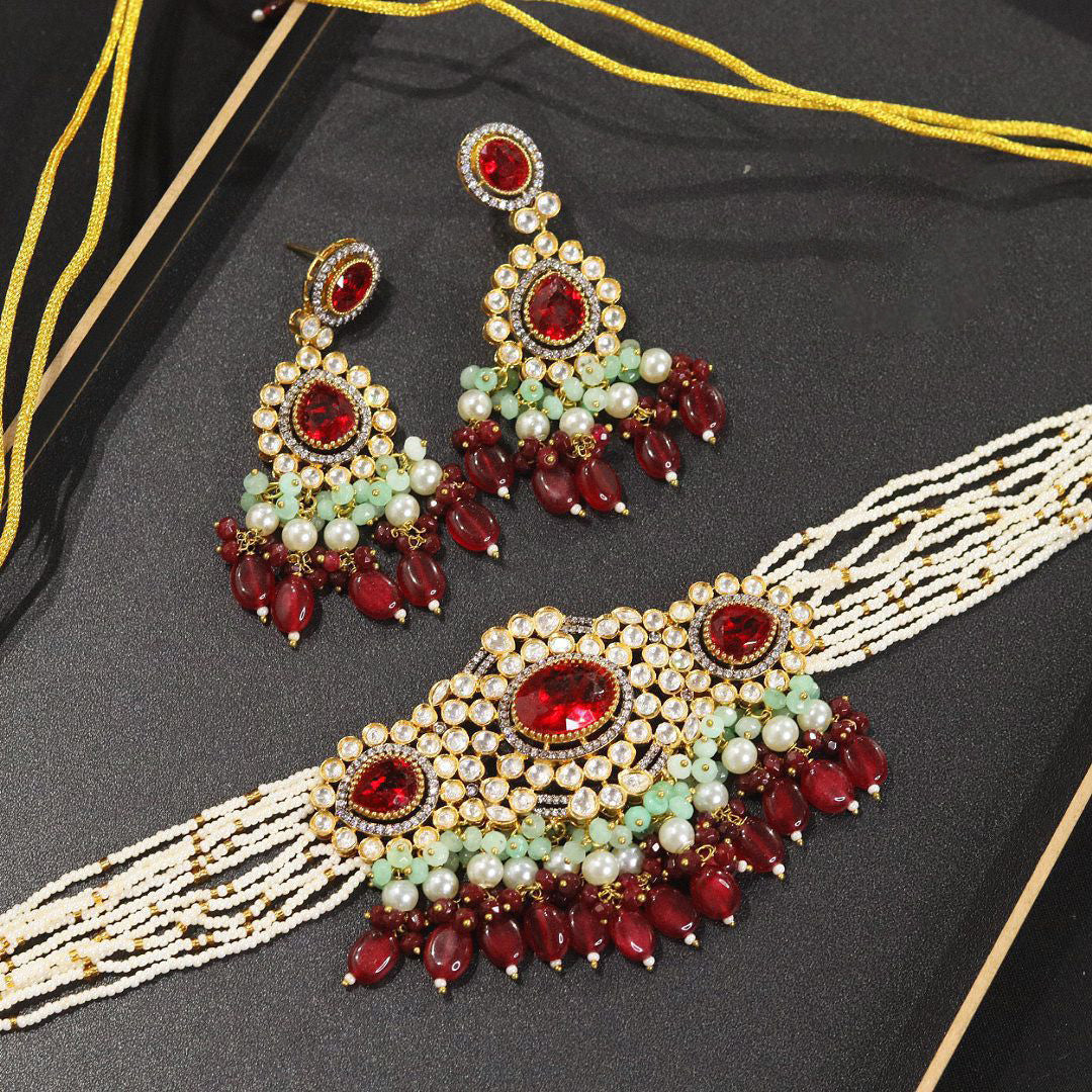 Handcrafted Premium Necklace with Indian Ethnic Bridal Collection Design Combining Tradition with Modern Elegance and Style - Libasaa.com