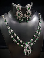 Layered AD Necklace With Matching Earrings Elegant And Formal Style Suitable For Special Occasions - Libasaa.com