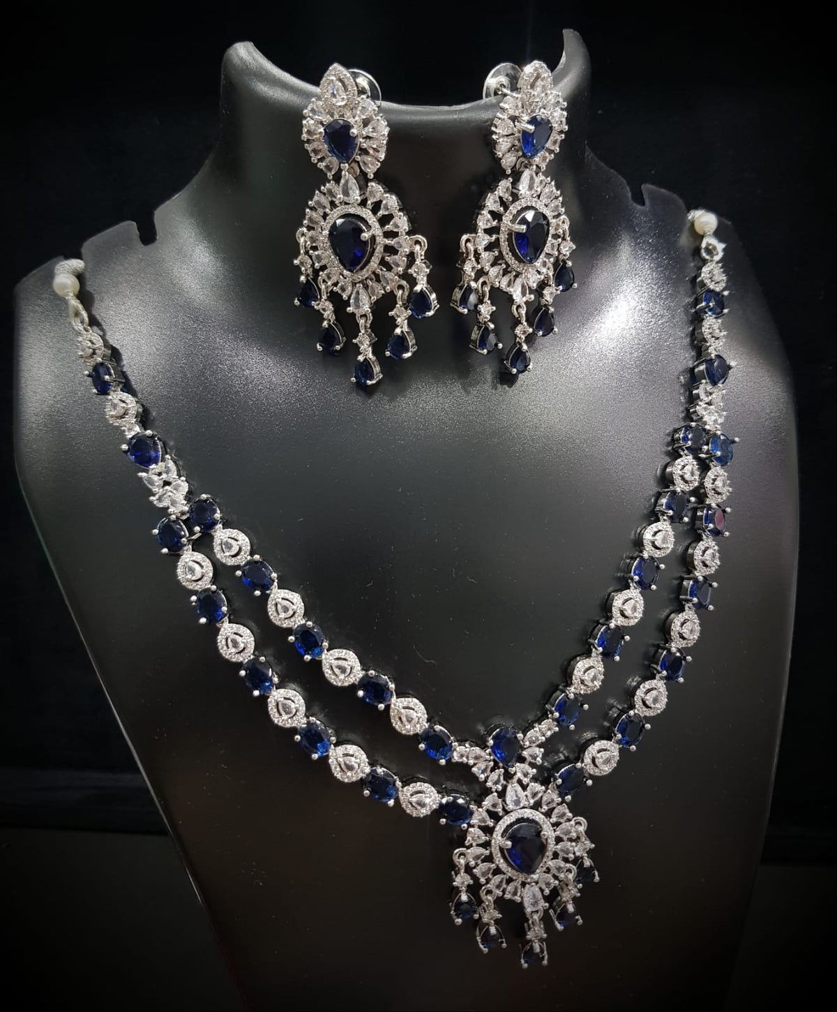 Layered AD Necklace With Matching Earrings Elegant And Formal Style Suitable For Special Occasions - Libasaa.com
