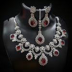 Detailed Oval And Round Shape Necklace Earrings With Maang Tika Gemston Create Delicate And Feminine Framees - Libasaa.com