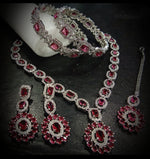 Geometric Rectangular Pattern Necklace Set With Bangles Earrings And Maang Tikka Floral, Rounded shape Gives Elegant Timeless Appeal - Libasaa.com