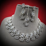 Indian Pastel Necklace Earrings Maang Tikka Set Bridal Jewelry Floral Ethnic Wedding Traditional Chic Fashion Elements. - Libasaa.com