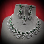 Indian Pastel Necklace Earrings Maang Tikka Set Bridal Jewelry Floral Ethnic Wedding Traditional Chic Fashion Elements. - Libasaa.com