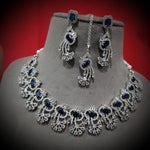 Indian Pastel Necklace Earrings Maang Tikka Set Bridal Jewelry Floral Ethnic Wedding Traditional Chic Fashion Elements. - Libasaa.com