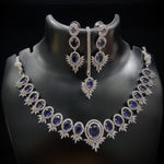 Bridal Floral Necklace Earrings Set American Diamond Jewelry Ethnic Fashion Accents With AdornedStatement - Libasaa.com
