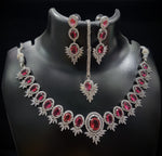 Bridal Floral Necklace Earrings Set American Diamond Jewelry Ethnic Fashion Accents With AdornedStatement - Libasaa.com