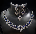 Bridal Floral Necklace Earrings Set American Diamond Jewelry Ethnic Fashion Accents With AdornedStatement - Libasaa.com