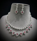 Heart Shape Inspired Necklace Earrings Set Looking Adorned With AD And Enhancing Women Look - Libasaa.com