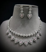 Heart Shape Inspired Necklace Earrings Set Looking Adorned With AD And Enhancing Women Look - Libasaa.com