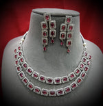 Layered Luxury Stunning Necklace Set Delicate American Diamond and Gemstone Design For Women - Libasaa.com